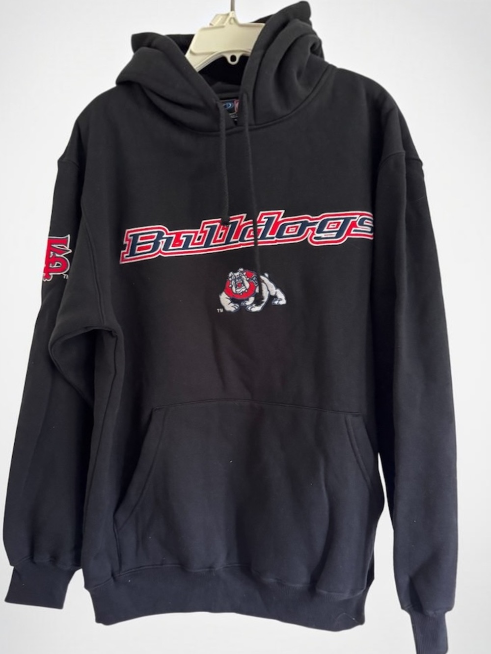Y2K Fresno State Bulldogs Graphic Hoodie Black Sweatshirt NCAA Authentic Sz L